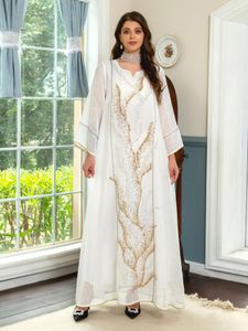 Ropa étnica Eid árabe musulmán mujeres vestido lentejuelas malla Abaya Marruecos Kaftan fiesta Vestidos largos Turquía Ramadán vestido Arabia Saudita