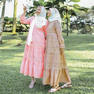 Vêtements ethniques Eid Arabe Turquie Musulman Moyen-Orient Femmes Abaya Robe de fête Malaisie Indonésie Creux Robes de dentelle Ramadan Islamique