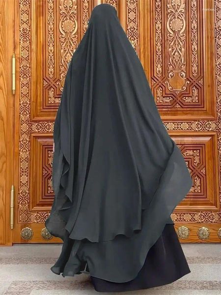 Ropa étnica eid chifón gris blanco khimar abaya dubai islam de lujo vestidos de hijab musulmán para mujeres jilbab kebaya niqab musulmane