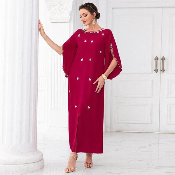 Ropa étnica Eid elegante vestido musulmán para mujeres Ramadán árabe Abaya Jalabiya Islam Marocain Caftan vestido Turquía vestidos marroquí Kafan Robe