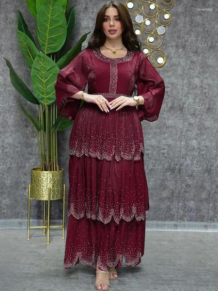 Vêtements ethniques Eid Robe de soirée Paillettes Femmes musulmanes Gâteau en vrac Abaya Party Robes en mousseline de soie Ramadan Abayas Caftan Kaftan Robes élégantes