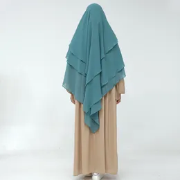 Vêtements ethniques Eid Hooded Khimar Femmes musulmanes 3 couches Hijab Ramadan Prayer Scarf Dubaï Turquie Headscarf Islamic Niqab Nikab Hijabs