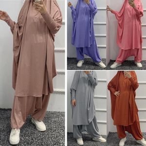 Ethnic Clothing Eid Hooded Muslim Women Hijab Dress Prayer Garment Jilbab Abaya Long Khimar Ramadan Gown Abayas Pants Sets Islamic Clothes