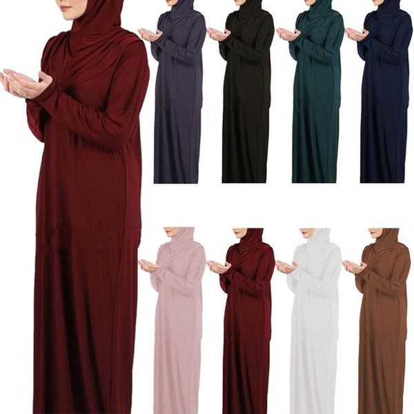 Ropa étnica Eid con capucha musulmán mujeres Hijab vestido oración prenda Jilbab Abaya largo Khimar Ramadán vestido Abayas Dubai túnica ropa islámica N