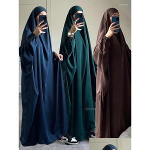 Vêtements ethniques Eid Hooded Femmes musulmanes One Piece Jilbab Long Khimar Hijab Robe de prière