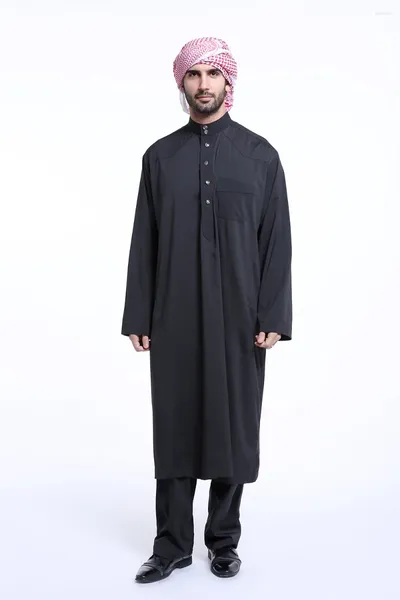 Ropa étnica Eid Kaftan Hombres Vestido musulmán saudita 2 piezas Abaya Pantalón Conjunto Thoub Thobe Formal Dishdasha Jubah Caftan Islámico Medio Oriente