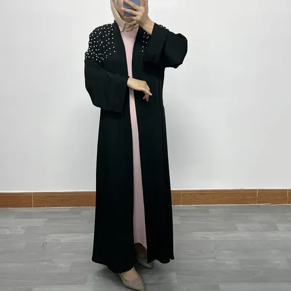 Ropa étnica Eid Kimono Abaya para mujeres Dubai Lujo con cuentas Abiertas Abayas Turquía Musulmán Hijab Vestido Africano Islam Ropa modesta Kaftan