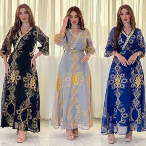 Ropa étnica Eid Vestidos largos para mujeres Jalabiya Vestido Musulmán Abaya Malla Bordado Ramadán Maxi Robe Marroquí Caftan Fiesta Vestidos 2023
