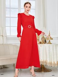 Etnische kleding Eid Midden -Oosten Turkije Solid kleur gewaad Kaftan Marokkaanse kleding Moslim Abayas vrouwen Dubai 2023 Elegante vestidos feestjurken