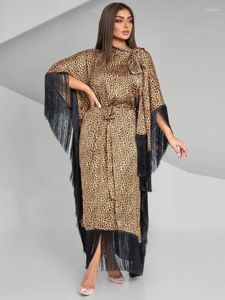 Vêtements ethniques EID Modeste Robe musulmane pour femmes Batwing Abaya Léopard Imprimer Robes de soirée Dubai Luxe Maroc Ramadan Longue Robe