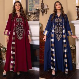 Roupas étnicas Eid Marrocos Bordado Vestido Feminino Muçulmano Manto Abaya Dubai Manga Comprida Vestidos Islâmicos Musulam Vestidos De Festa Caftan
