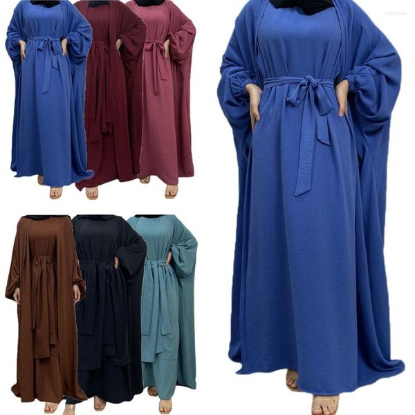 Vêtements ethniques Eid Maroc robe musulmane femmes Abaya 3 pièces ensemble assorti caftan robes de soirée femme dubaï turquie Islam longues enveloppes