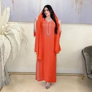 Vêtements ethniques Eid Maroc Party Dress Women Musulm Ramadan Hijab Abaya Dubai Diamond Kaftan Elegant Robe Vestidos Turkey robe 2024