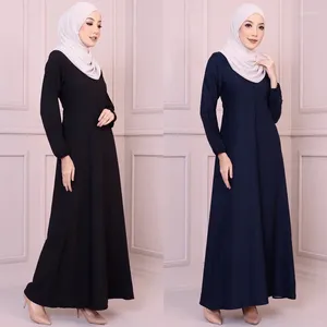 Vêtements ethniques Eid Maroc Robe solide Femmes Musulman Abaya Party Hijab Dubaï Largos Turquie Islam Kaftan Musulmane Robes Ramadan Caftan