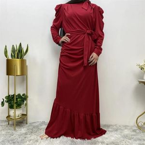 Etnische Kleding Eid Mubarak Abaya Dubai Turkije Hijab Moslim Jurk Islam Vrouwen Ruche Party Gown Ramadan Kaftan Gewaad Jalabiya vestidos