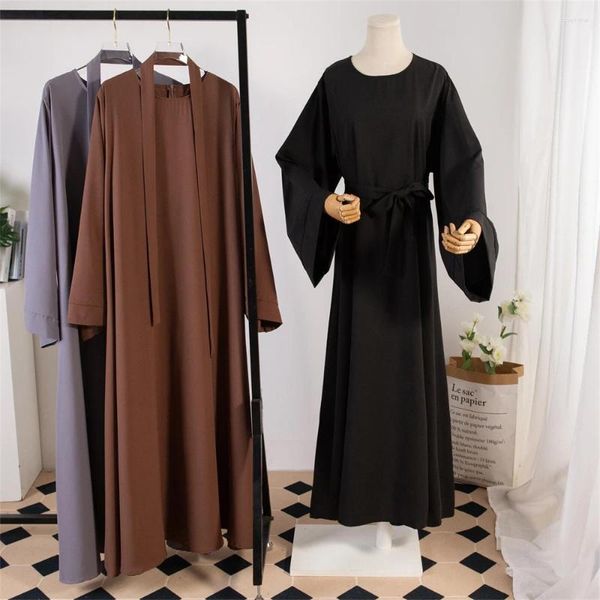 Vêtements ethniques Eid Mubarak Abaya Femmes musulmanes Longue manche Maxi Robe khimar prière Turquie Ramadan Femme Dubaï Robe arabe islamique Jalabiya