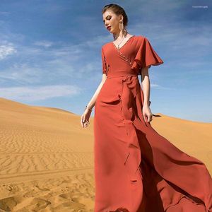Vêtements ethniques Eid Mubarak Diamonds Mode Femmes Musulman Abaya Robes à col en V Pakistanais Kaftan Dubaï Soirée Robe Festival Moyen