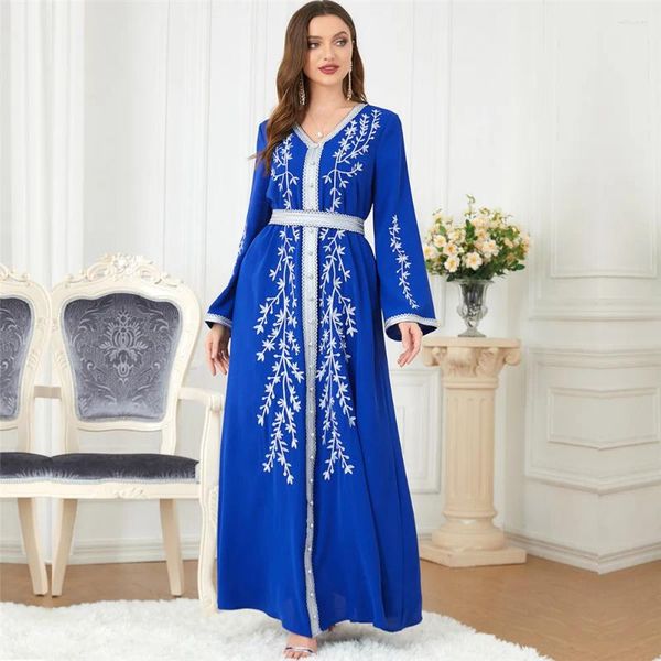 Ropa étnica Eid Mubarak Djellaba Femme Ramadán Abaya Bordado Kaftan Vestido musulmán Mujeres Vestido de fiesta de noche Islámico Jalabiya Robe