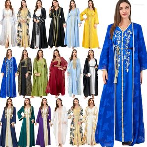 Vêtements ethniques Eid Mubarak Djellaba Femmes musulmanes Ouvert Abaya Kimono Maxi Robe 2 pièces Ensemble Dubaï Kaftan Jalabiya Ramadan Islam Robe Soirée