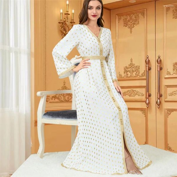 Vêtements ethniques Eid Mubarak Djellaba Polka Dot Kaftan Dubaï Turquie Femmes Maxi Robe Musulman Islamique Arabe Robe Ramadan Caftan Robe