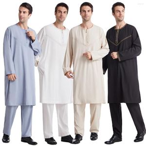 Etnische Kleding Eid Mubarak Kaftan Dubai Abaya Moslim Heren Lang Shirt Gewaad Islam Kameez Gebed Turkije Arabisch