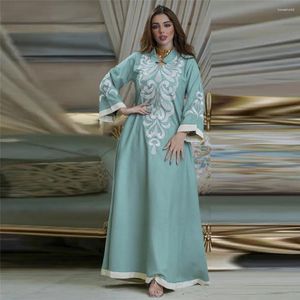 Vêtements ethniques Eid Mubarak Muslim Caftan broderie Abaya pour 2024 Femmes Dubaï Jalabiya Turquie Inde Inde Kaftan Maxi Robe Islam Robe