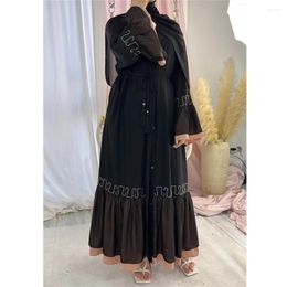 Etnische kleding Eid Mubarak Open Abaya voor vrouwen Zwarte Kimono Vest Dubai Turkije Kaftan Moslim Jurk Gewaad Jalabiya Longue Femme Musulmane