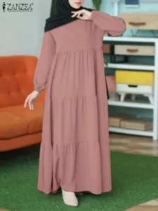 Vêtements ethniques Eid Mubarek Ramadan Turquie Robe musulmane ZANZEA Vintage Femmes Manches longues Volants Maxi Sundress Kaftan Abaya Hijab Robes