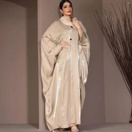 Vêtements ethniques Eid Muslim Abaya Derss Batwing Silky Satin Abayas Moroc Robes de fête pour femmes Dubaï Soirée longue Hijab Robe Vestidos
