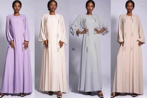 Ropa étnica eid musulmán abaya para mujeres vestidos 2 piezas de oración marruecos martán chifón abayas vestidos internos kimono cárdigan