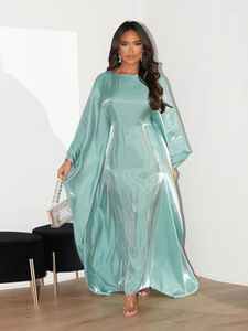 Vêtements ethniques Eid musulman Abaya pour les femmes Silky Bat Sleeve Robe Saudi Arabe Party Ramadan Maxi Vestidos Maroc Kaftan Long Robe 2024