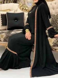 Vêtements ethniques Eid Muslim Abaya Femmes Habiller 2 pièces Set Prayer Maroc Caftan Ruffle Abayas Gowns Dubaï Arabe Kimono Cardigan Robe Outwear T240515