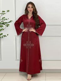 Etnische Kleding Eid Moslim Jurk Arabisch Dubai Abaya Hooded Jurken Vrouwen Jalabiya Marokkaanse Kaftan Split Maxi Lang Gewaad Party Ramadan