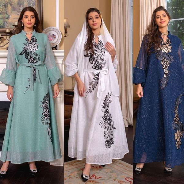 Vêtements ethniques EID Robe musulmane pour femmes Abaya Maroc Robes de fête à lacets Prière Abayas Longue Jalabiya Robe Ramadan Musulman Maxi