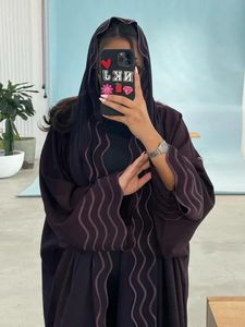 Etnische kleding Eid Moslim Hijab Abaya voor vrouwen Borduurabaya's met sjaal Vest Jalabiya Feestjurken Dubai Kaftan Vestidos Lange gewaad 231208
