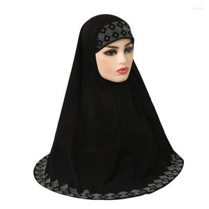 Ropa étnica Eid musulmana de una pieza Amira Mujeres Rhinestone Oración simple Hijab Cubierta de la cabeza Ropa islámica A Directamente Pañuelo Chales Sombreros