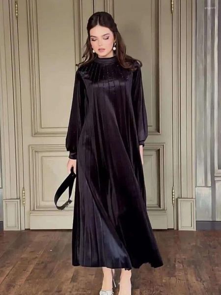 Vêtements ethniques EID Musulman Robe plissée pour femmes Abaya Maroc Robes de fête Ramadan Ceinture Abayas Kaftan Islam Dubaï Robe longue arabe 2024