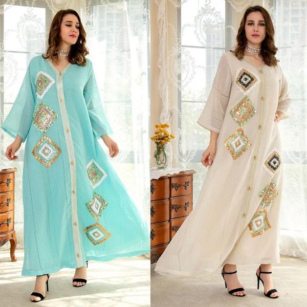 Vêtements ethniques EID Musulman Paillettes Robe de soirée Écran Brodé Branche Robe Arabe 2024 Femmes Fête Ramadan Abayas Caftan Kaftan