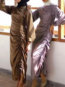 Vêtements ethniques Eid Musulman Women Abaya Maroc Party Robe Abayas Silk Maxi Robes prière