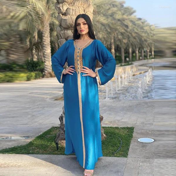 Vêtements ethniques Eid Party Caftan Femmes Musulmanes Diamants Abaya Longue Robe Maxi Turquie Kaftan Islamique Maroc Robes de Soirée Jalabiya Robes