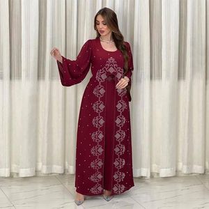 Vêtements ethniques Eid Party Diamonds Élégants femmes musulmanes Abaya Long Maxi Robe Turquie Arabe Islamique Maroc Kaftan Dubai Gown Jalabiya