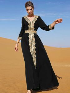Vêtements ethniques Vobe de fête Eid pour femmes Lace Dubaï Dubaï Ramadan Abayas Caftan Kaftan Vestido Eid Muslim Femme Abaya Party Long Robes 2024 T240515