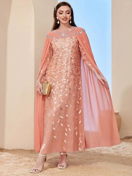 Vêtements ethniques Eid Party Robe for Women Muslim Abaya avec Cape Jalabiya Long Abayas Maxi Robe Moroccan Caftan Vestidos 2024