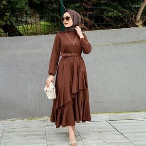 Vêtements ethniques Eid Party Muslim Ruffle Abaya Femmes Modestes décontractées Longue robe maxi Turquie Kaftan Dubaï Robe arabe islamique Ramadan Caftan