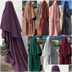 Vêtements ethniques Eid Prière Vêtement Abaya Jilbab Islam Vêtements ethniques Niqab Burqa Khimar Hijab Long Ramadan Musulman Arabe Hijabs Femmes Dhhus