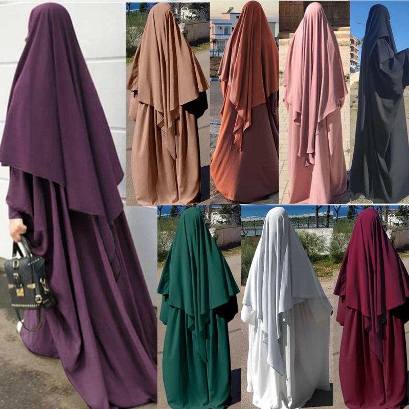 Vestuário de Oração Eid Abaya Jilbab Islã Vestuário Étnico Niqab Burqa Khimar Hijab Longo Ramadã Muçulmano Árabe Hijabs Mulheres Abayas Tops
