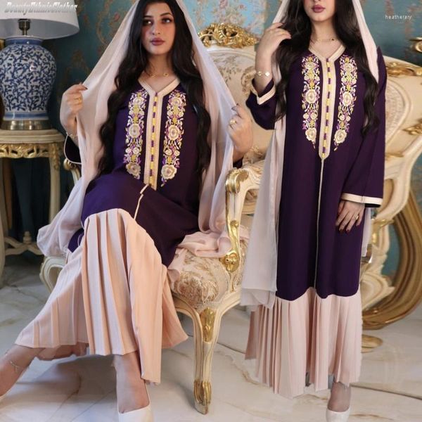 Ropa étnica Eid Ramadán Abaya Dubai Kaftan Musulmán Vestido de mujer Islámica Turquía Bordado Bata Vestido Marroquí Vestidos africanos