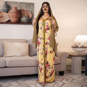 Vêtements ethniques Eid Ramadan Élégant Floral Maxi Robe Femmes 2023 Lâche Musulman Jalabiya Arabe Oman Dubaï Islamique RV585