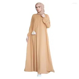 Vêtements ethniques Eid Ramadan Moyen-Orient Arabe Abaya élégant prière Couleur solide Casual Women's Muslim Dress Dubai Turkey Daily Modest