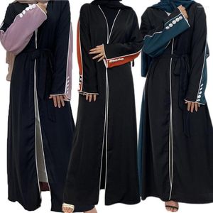 Vêtements ethniques Eid Ramadan Musulman Abaya Femmes Arabe Maxi Robe Couleur Bloc Moyen-Orient Parti Ouvert Kimono Islamique Dubaï Kaftan Pakistanais